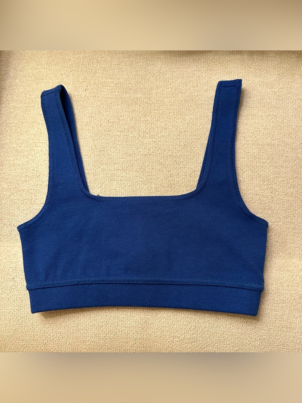 Aritzia Wilfred Blue Ribbed Crew-Neck Top